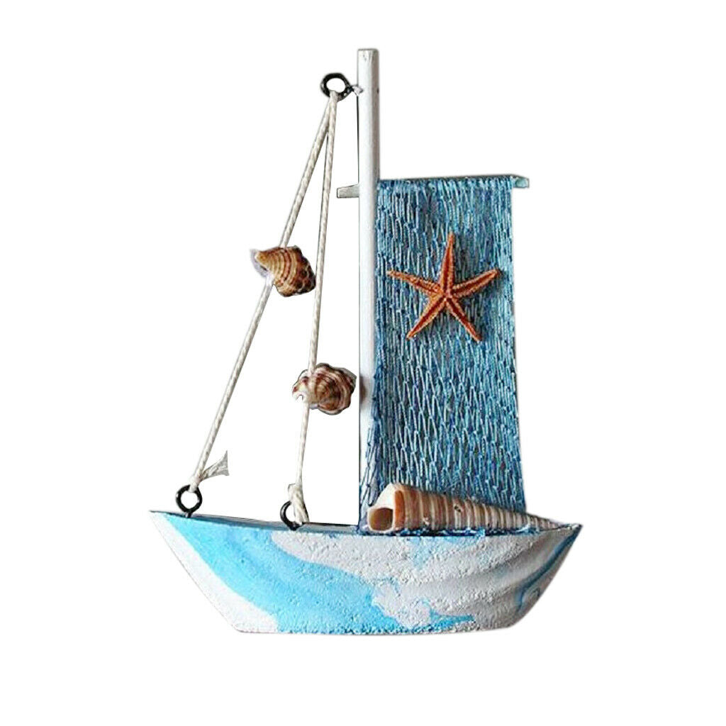 Mediterranean Nautical Wooden Craft Tabletop   Net Sailing Ornament #3