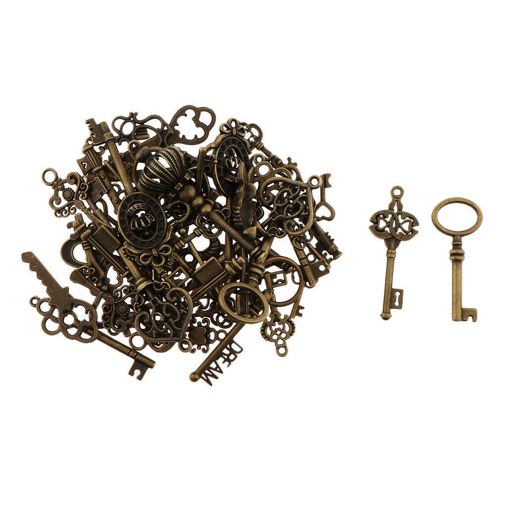 46X Alloy Key Skeleton Beads Bronze Charms Pendants