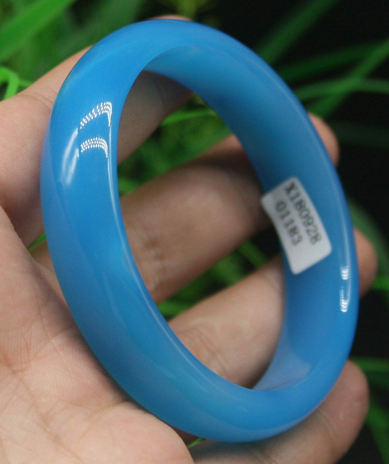 Optional 56-62 mm Certified Natural Agate Chalcedony Jade Bangle Blue Bracelet