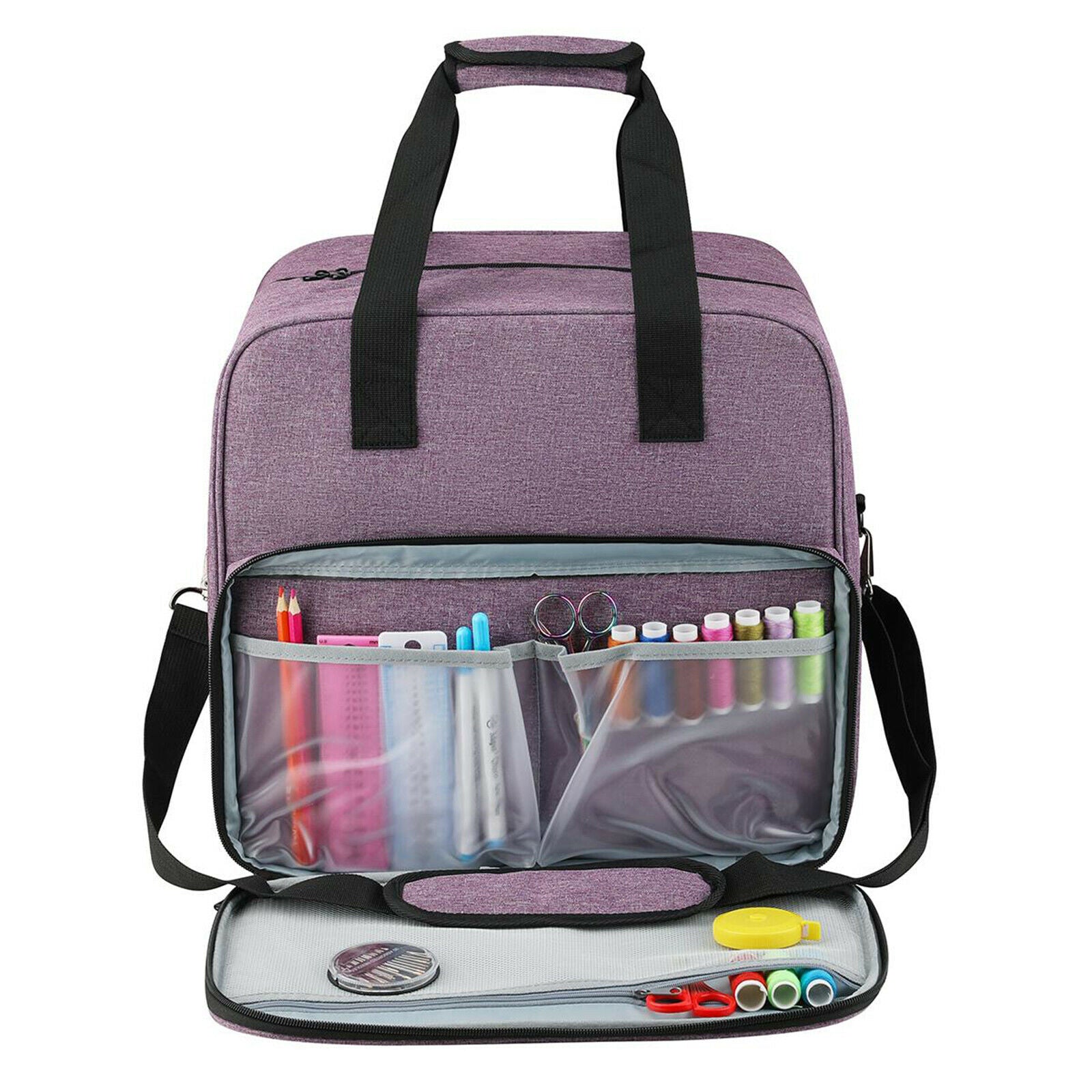 Carry Case Sewing Machine Bag with Pocket Padded Storage Handbag Portable Purple