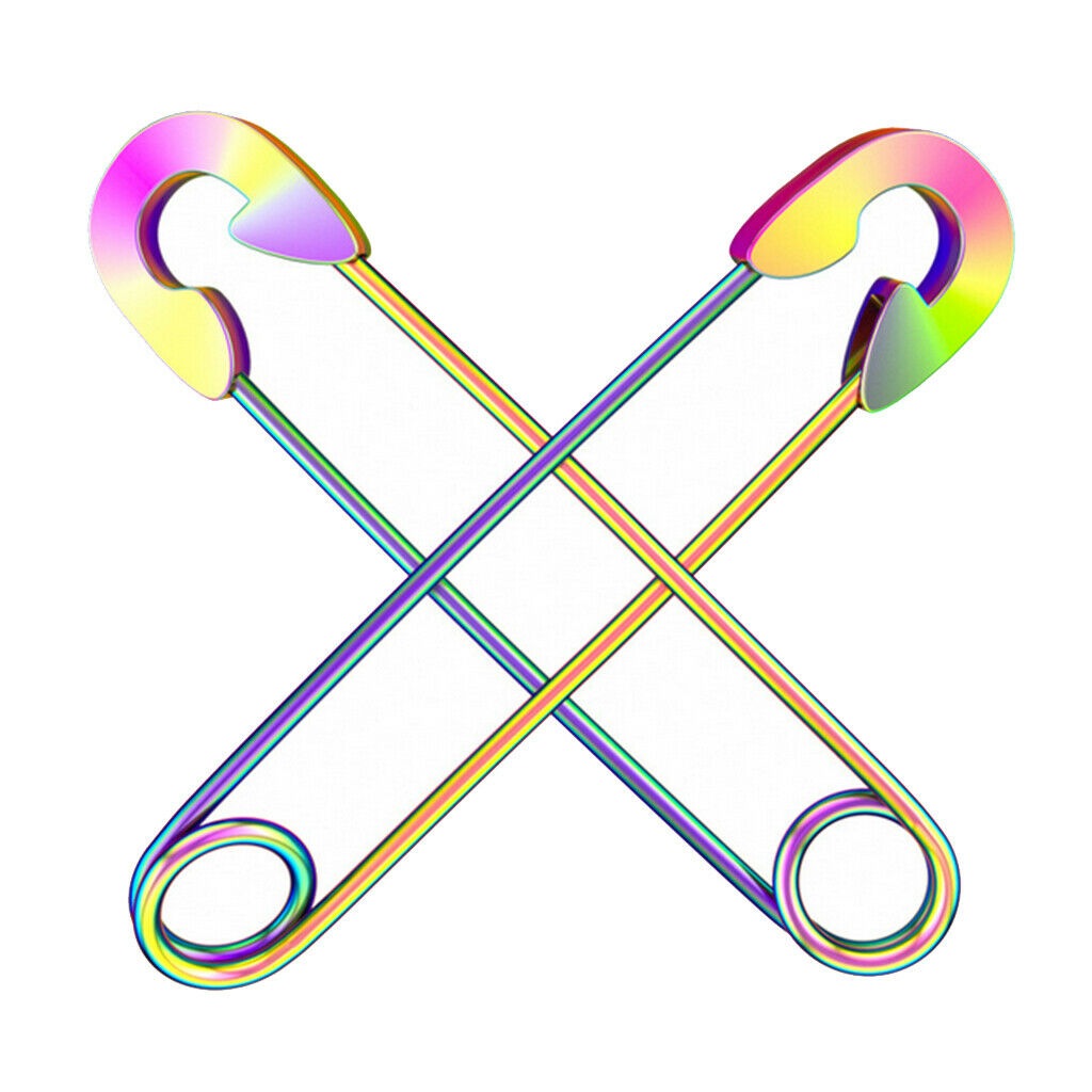 Pack of 2 Fashion Colorful Safety Pin Earrings Drop Stainless Steel Ear Cuff