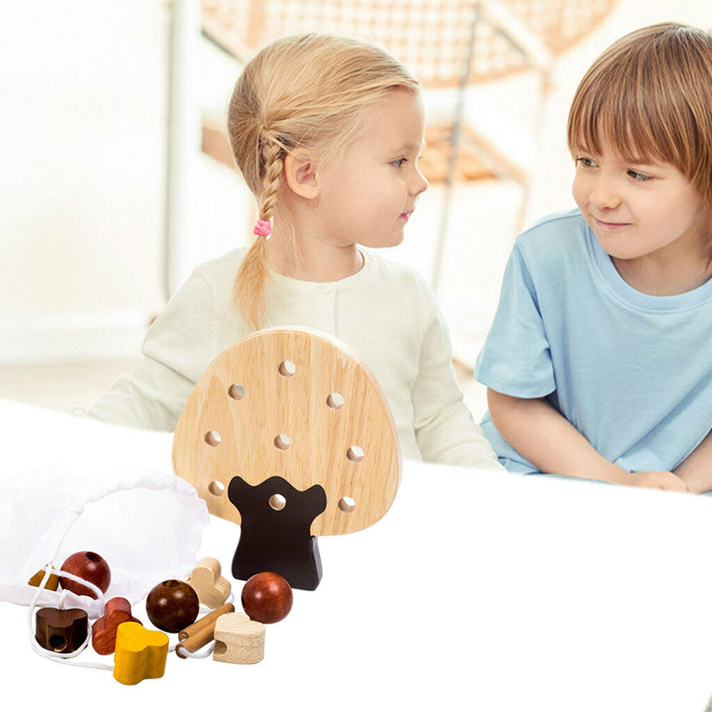Wooden Puzzles Matching Game Wood Tree Chunky Jigsaw for Kids Toddlers