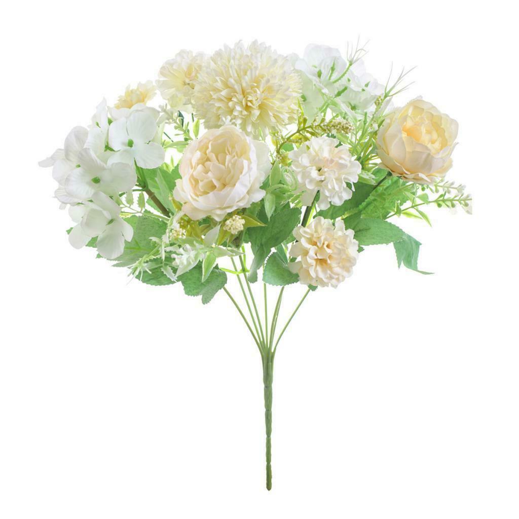 5Pcs 7 Head Artificial Silk Peony Hand Flower Bouquet for Garden Wedding