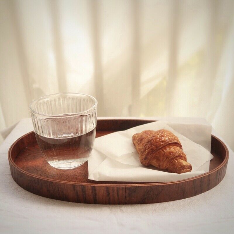 Oval Wooden Serving Tray Dinner Display Tray Tea Bar Breakfast Dessert Food E2Y2