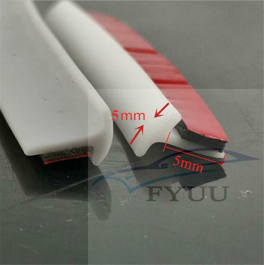 10M Rubber Car Sealing Strip Slanted T-Type Seal Weatherstrip Edge Trim White