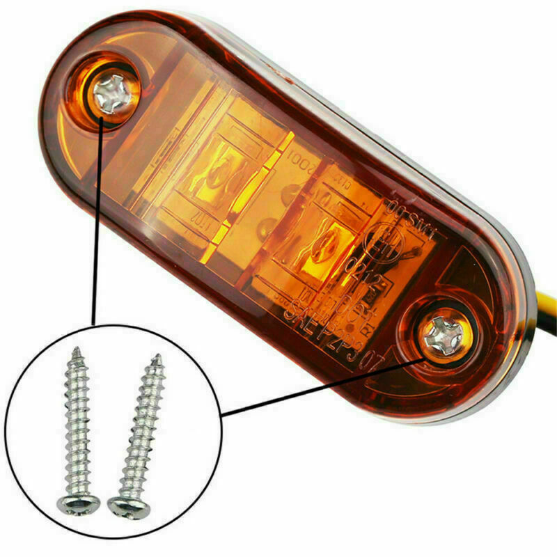 20x Amber Boat Trailer Truck lights Clearance Side Marker 2 LED Light 12V-24V