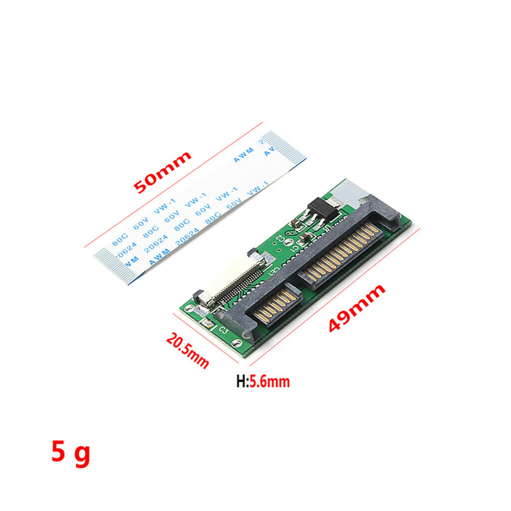 1.8" ZIF LIF CE SSD HDD to 2.5inch SATA 7+15 Pin Converter Card with Cable