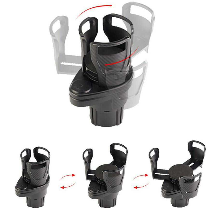 Adjustable Dual Car Center Console Cup Holder Bottle Drink Carbon Fiber Look 1x