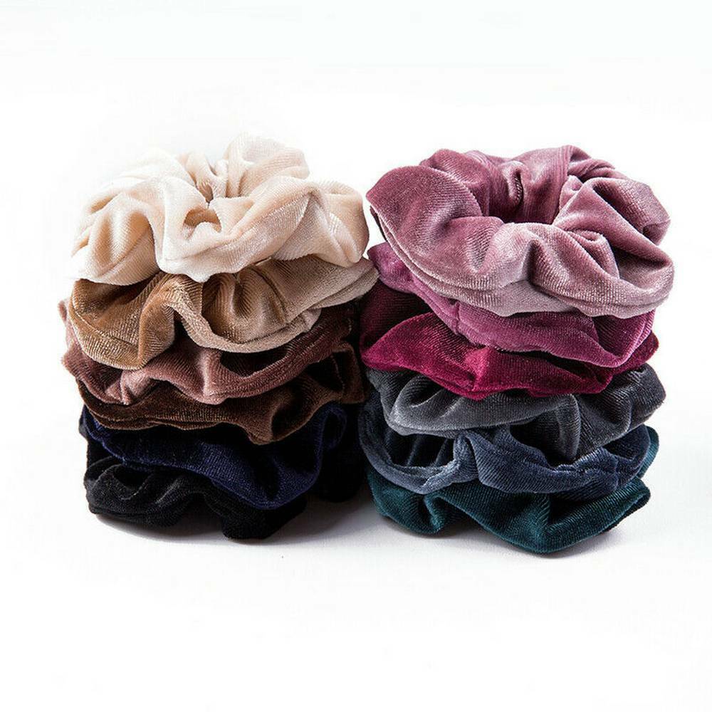 12-Pack Women Velvet Hair Scrunchies Elastic Bobble Ponytail Holder Accessories~