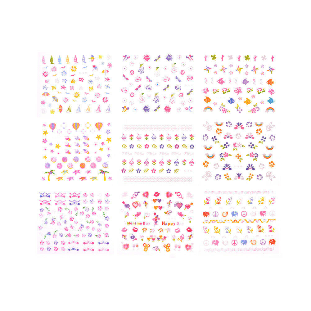 5Sheets Cartoon Kids Safety Nail Stickers DIY Makeup Nail Art Christmas GiftY BU