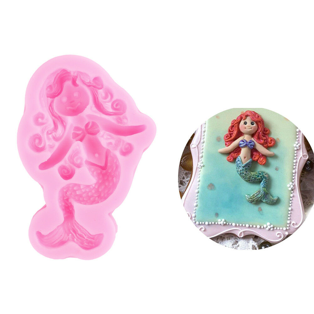 1pc pink Mermaid Silicone mold fondant mold cake decorating tools baking .l8