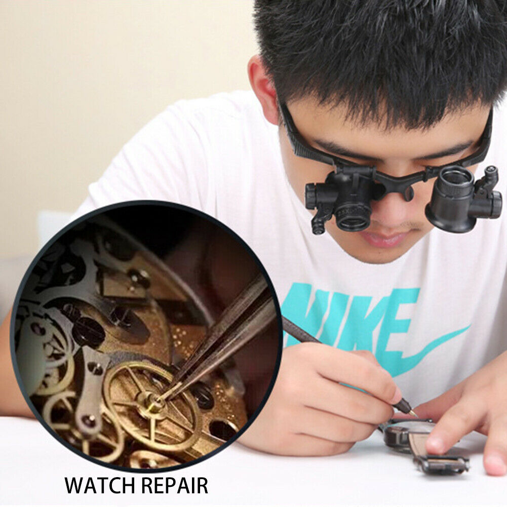 Multi-Power Double Lights Magnifier Glasses Loupe Magnifying Glass w/Lens @