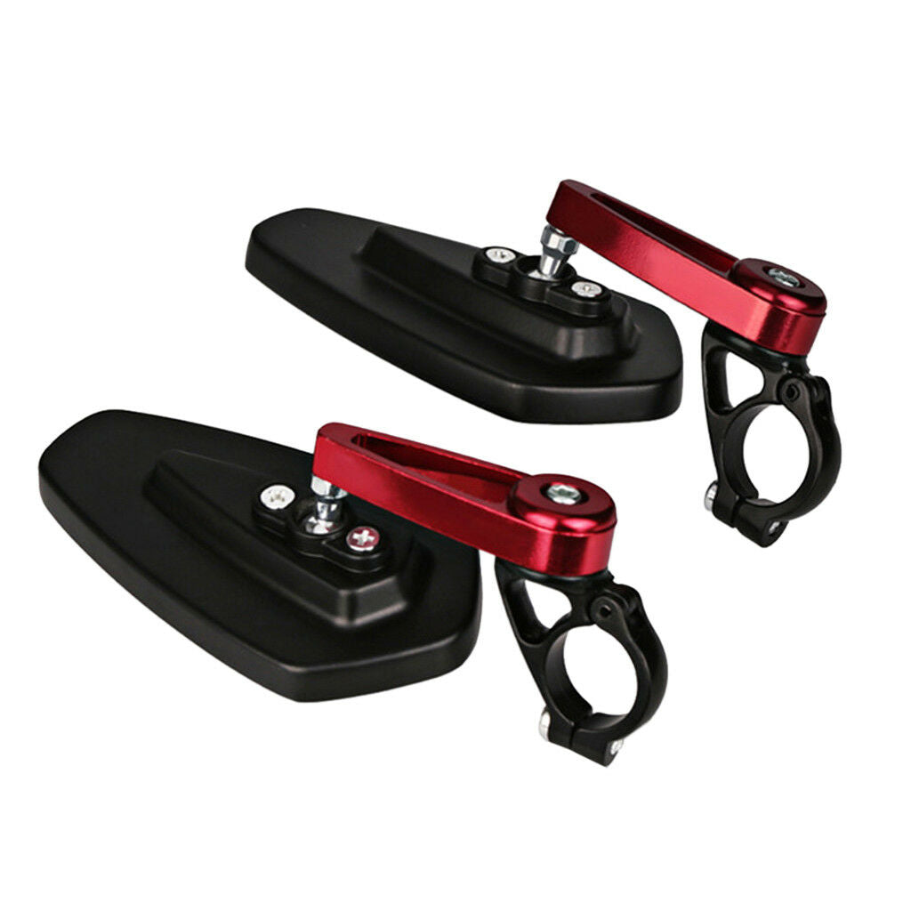 Pair 7/8" 22mm CNC Motorbike Red Handle Bar End Rear View Side Mirrors