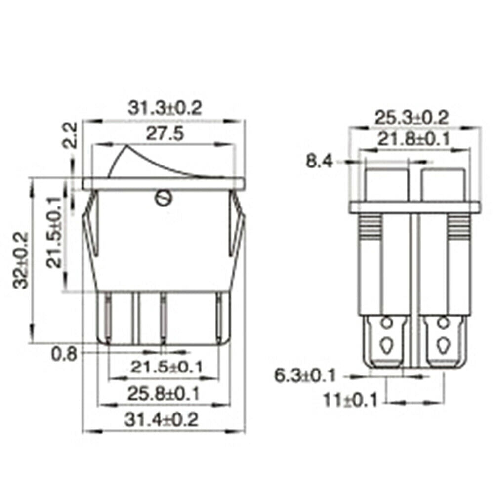 Double boat rocker switch 6 Pin On-Off with green light 20A 125VAC KCD6  .l8