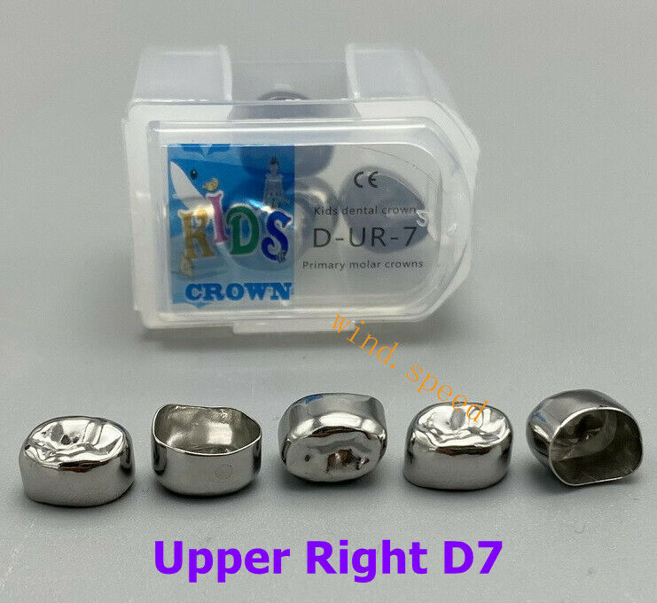 5Pcs Dental Kids Primary Molar Crowns UR-D7 Stainless Steel Preformed Pediatric