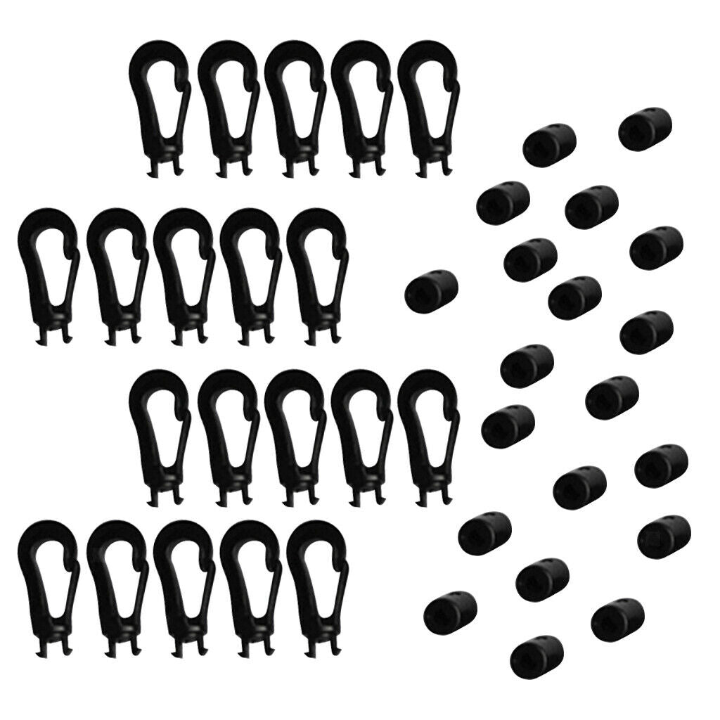 Pack of 20 Kayak Tent Shock Cord Hook Fitness Bungee Snap Clip Rope Terminal