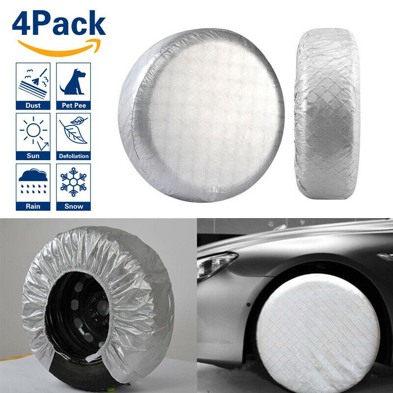 Waterproof Tire Covers Set Of 4 Wheel & Tyre RV Trailer Camper Sun Protector 27"