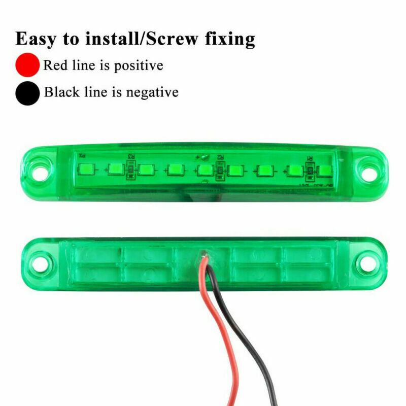 20X 9 LED 24V Sealed Side Marker Clearance Lights For Truck Trailer Lorry  Green