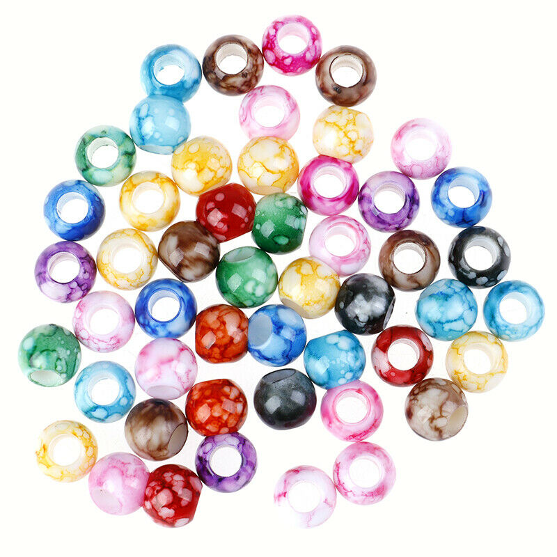 50x Acrylic Round Hair Beads Braids Diy Dreadlock Beads Hair Extension Je.l8