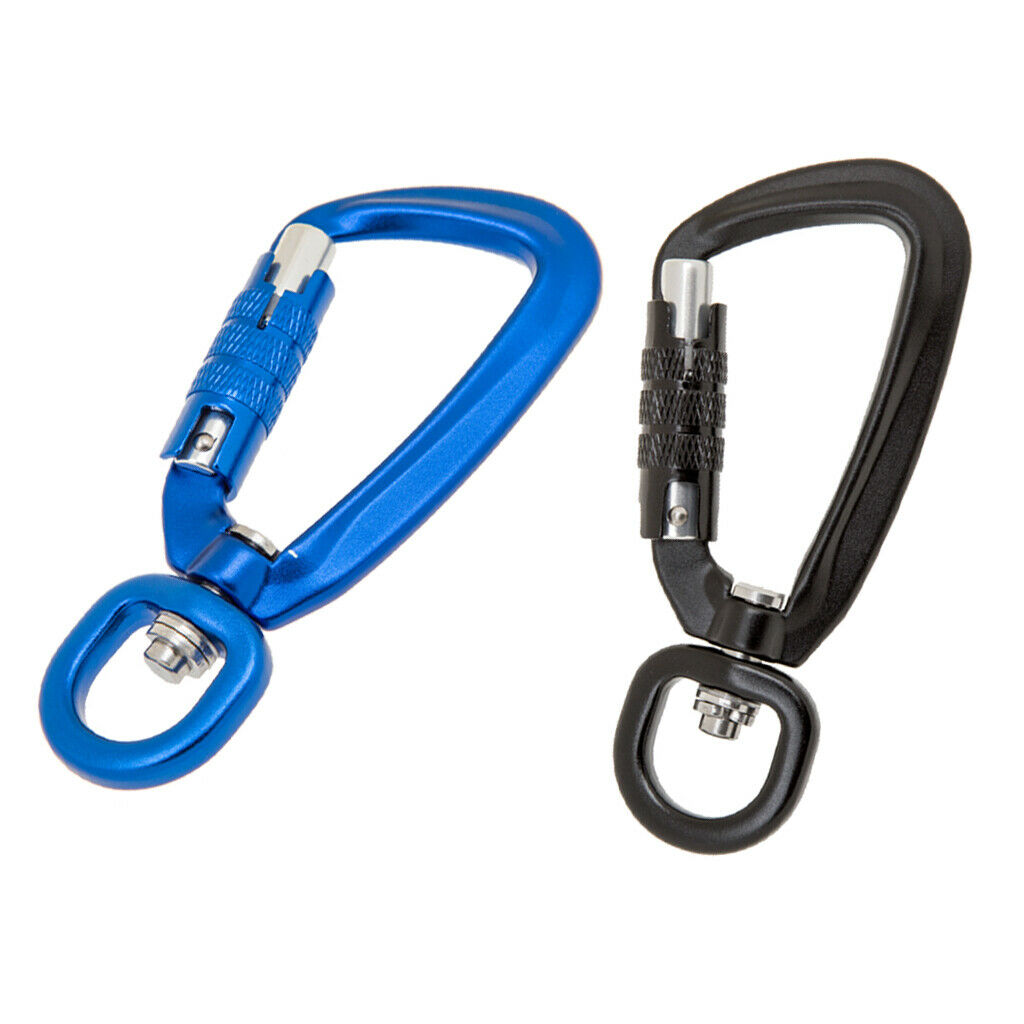 2pcs 500KG Self Locking Carabiner Rotating  Hook Hammock Hanging Buckle