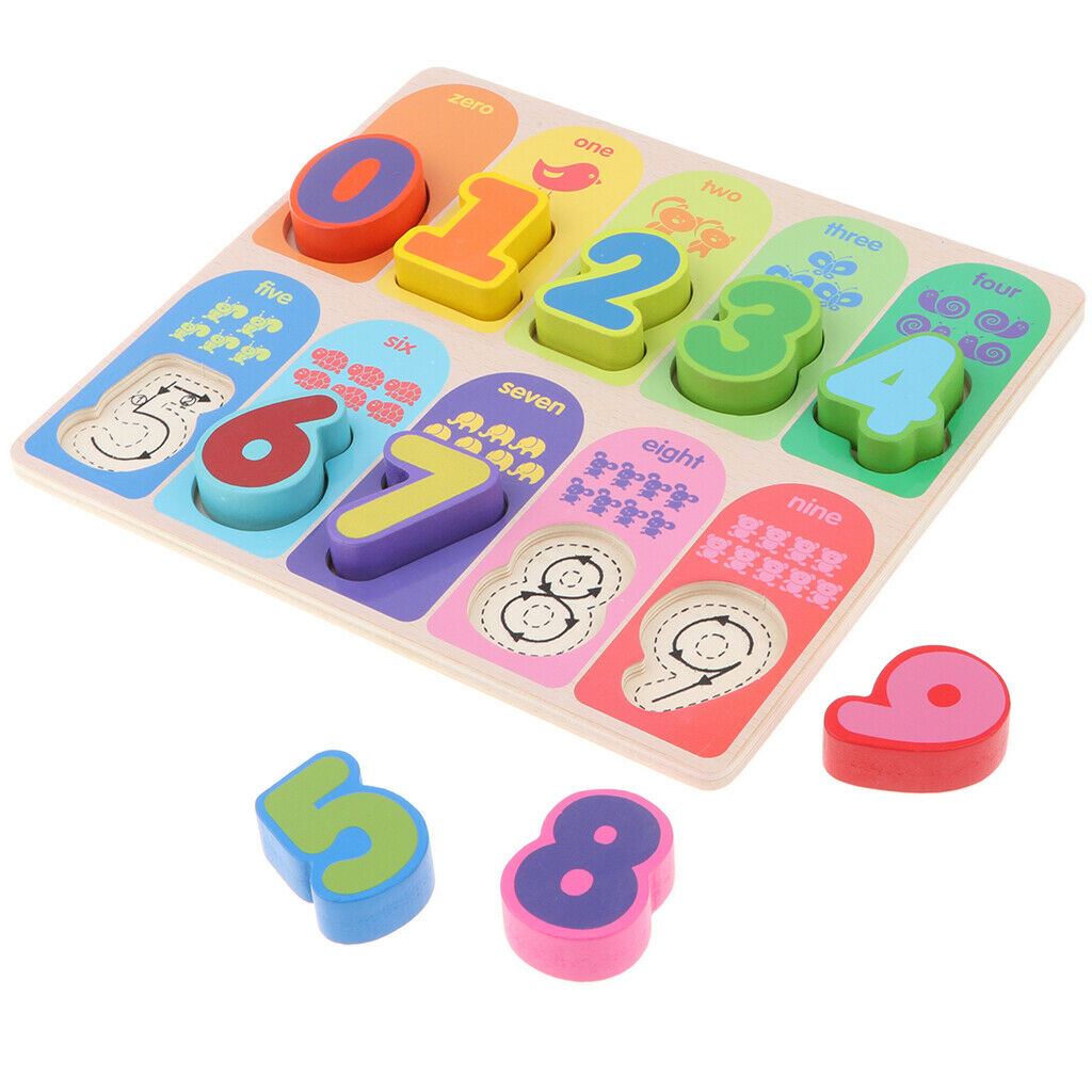 Wooden Number Block Puzzle Board Montessori Educational Math Learning Toys