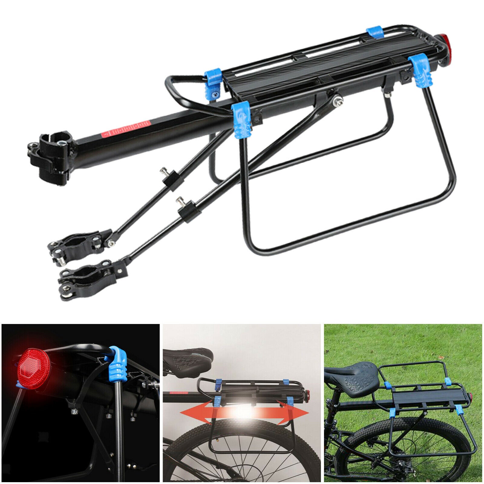 Alloy Bicycle Rear Pannier Carrier Cargo Luggage Rack Bikes With Taillight