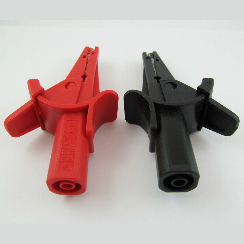 2pcs Long Jaw Safety Alligator Clip to 4mm Banana Female Insulated Test Clip