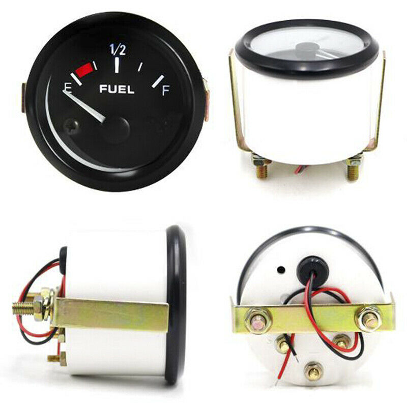 Black Bezel Gas Fuel Level Gauge Analogue Red LED Car Marine Boat 52mm 12V`B Rf