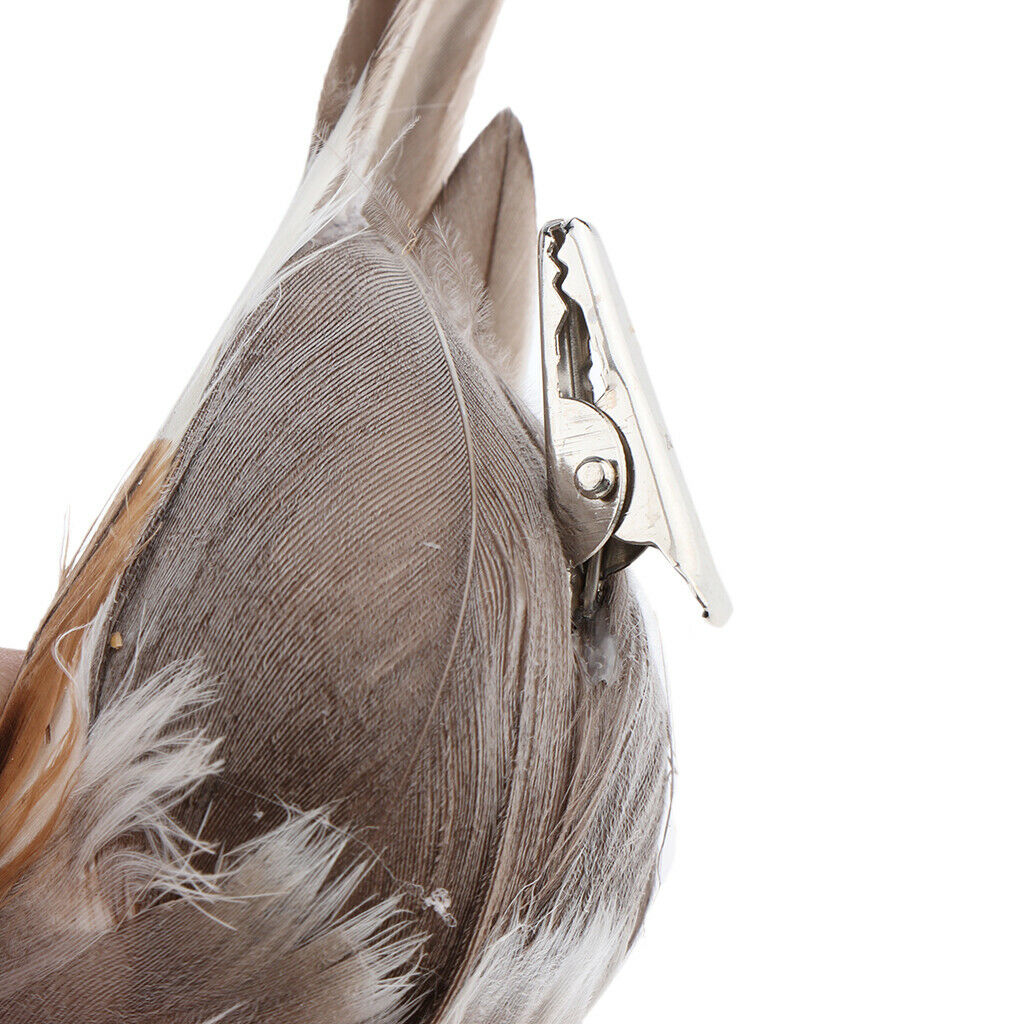 12 Artificial Birds Feathered Realistic Sparrow Outdoor Garden Decor Ornaments