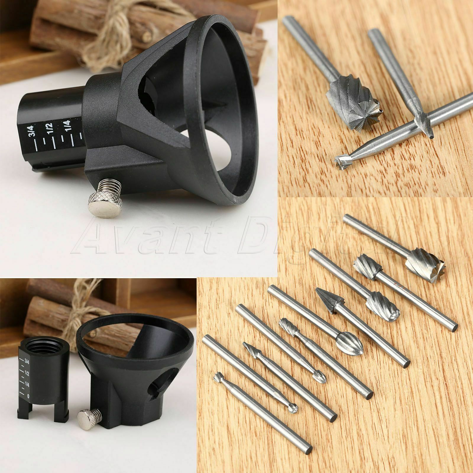 3mm HSS Grinding Bits Burr Rotary File & Drill Locator Chamfering Carving Tool