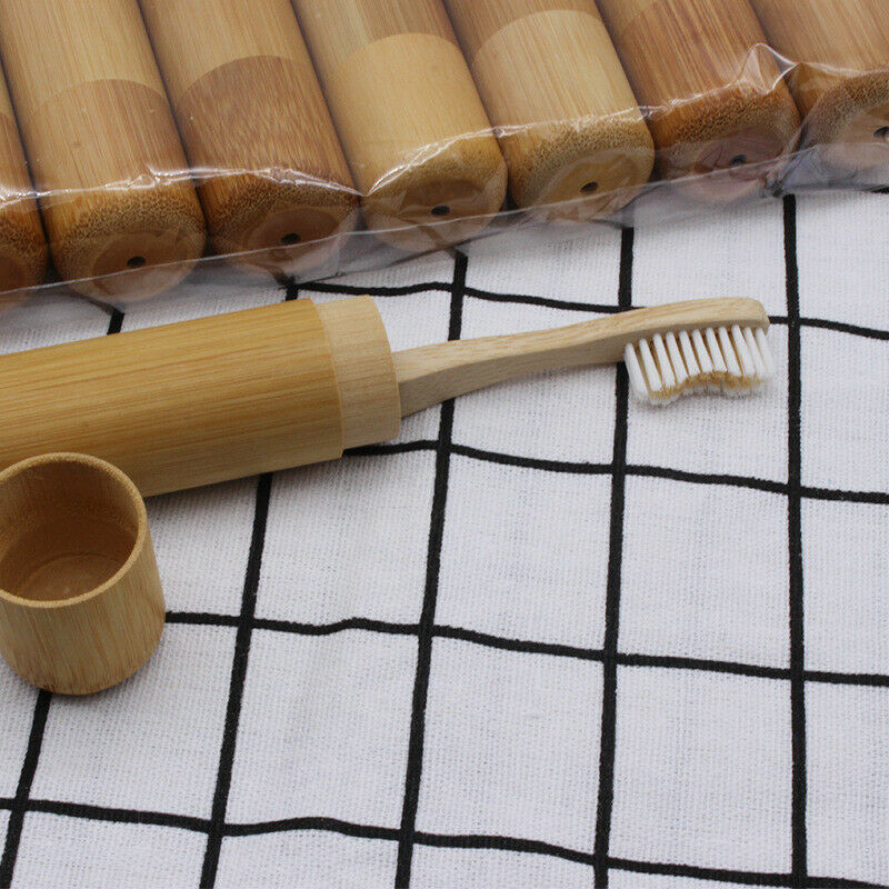 Wood Toothbrush Tube Storage Box Container Travel Case Organizer Home Accessory