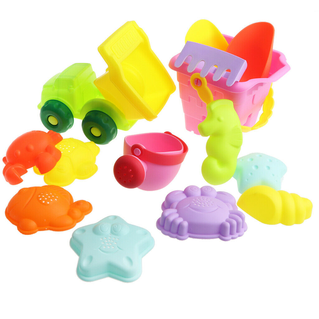 14 Pieces Kids Beach Sand Toys Set Sandbox Toys With Truck Sand Rake & More