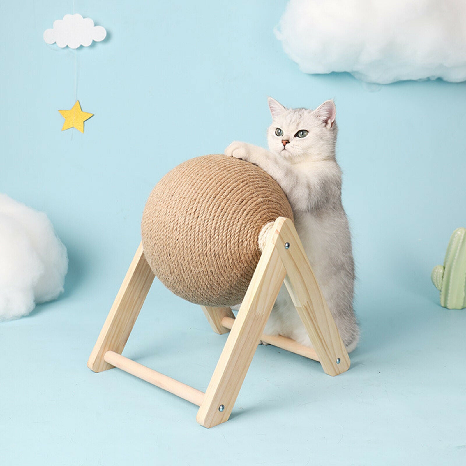 Cat Scratching Ball Exercise Wooden for Pet Supplies 7.09x7.09x6.29 inch