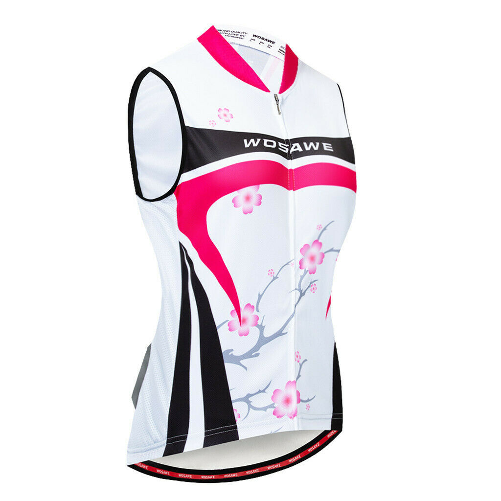 Sleeveless Reflective Cycling Vest Quick Dry Breathable Tops Rose Red S