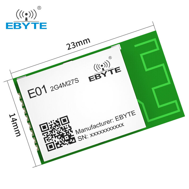 2.4GHz Wireless RF SMD Module nRF24L01P PA+LNA 27dBm 2200m E01-2G4M27S