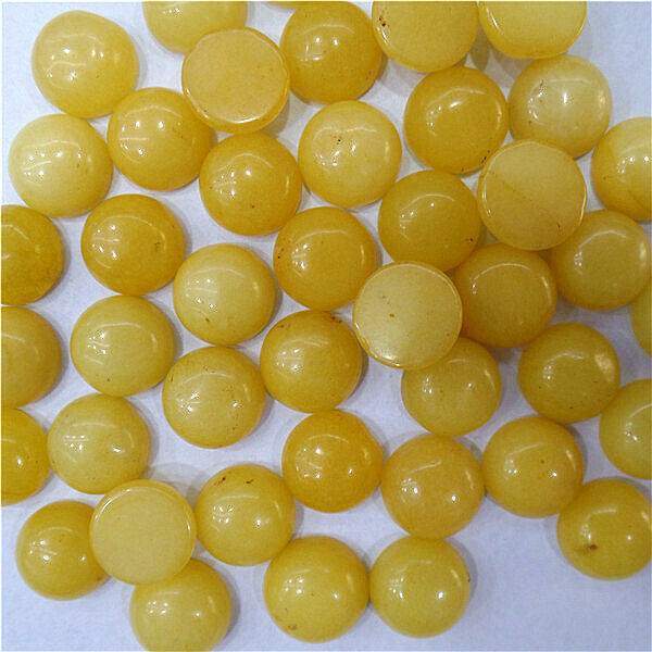100Pcs 8mm Wholesale Yelow Jade Round Cab Cabochon DIY Accessories HH7103