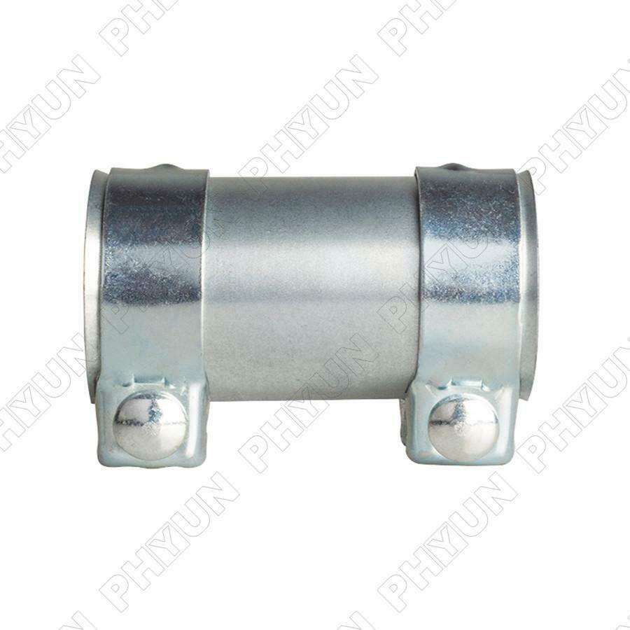 51mm Exhaust Pipe Connector Sleeve Double Clamp Tube Adapter Stainless Steel