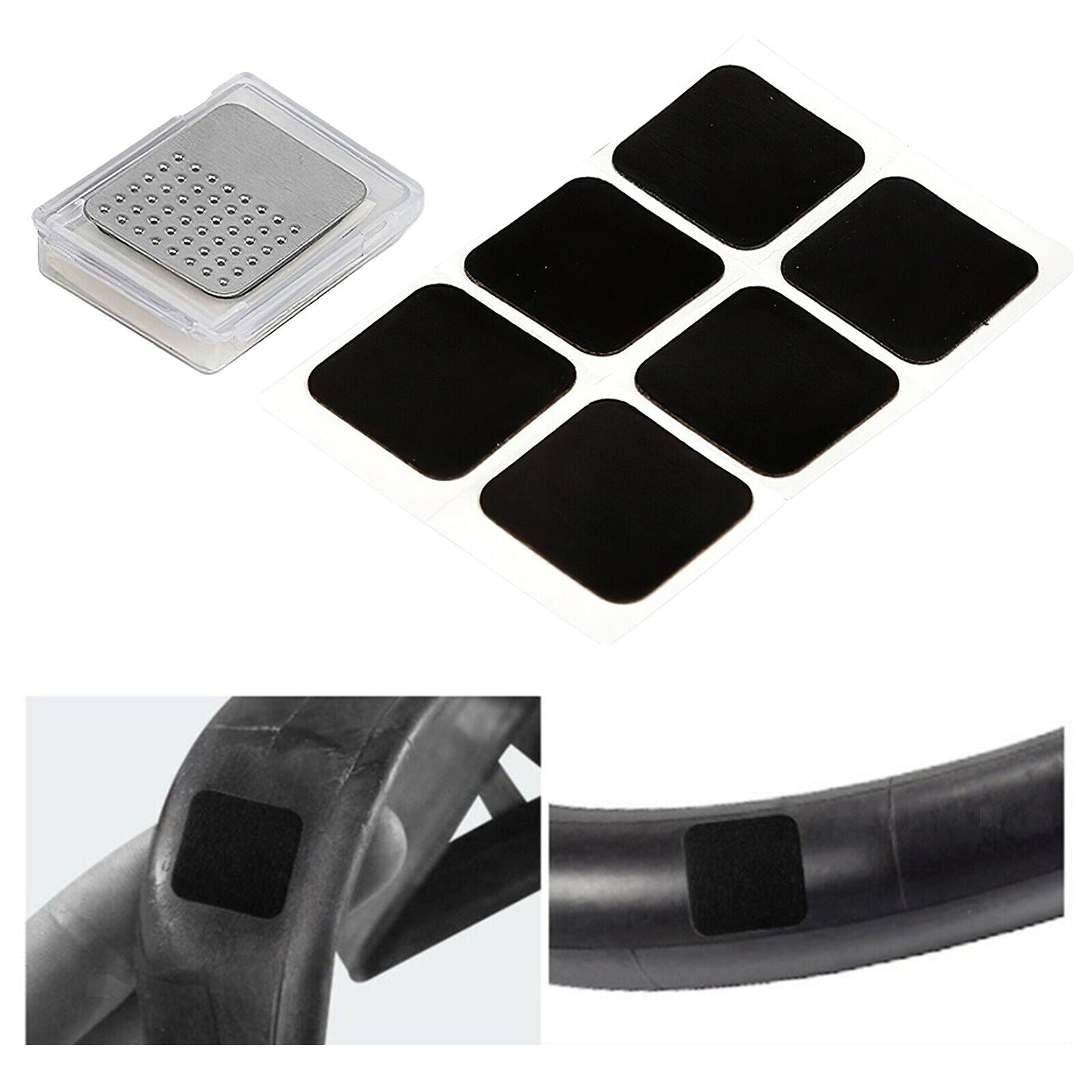 Bike Tire Patch Glueless Inner Tube Puncture Repair Patches Tyre File Tool