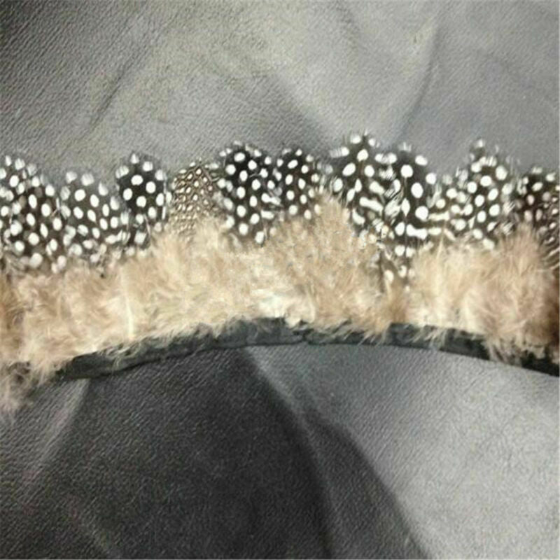 2M Guinea Fowl Feather Fringe Trim for Crafts Costume Sewing Millinery Decor