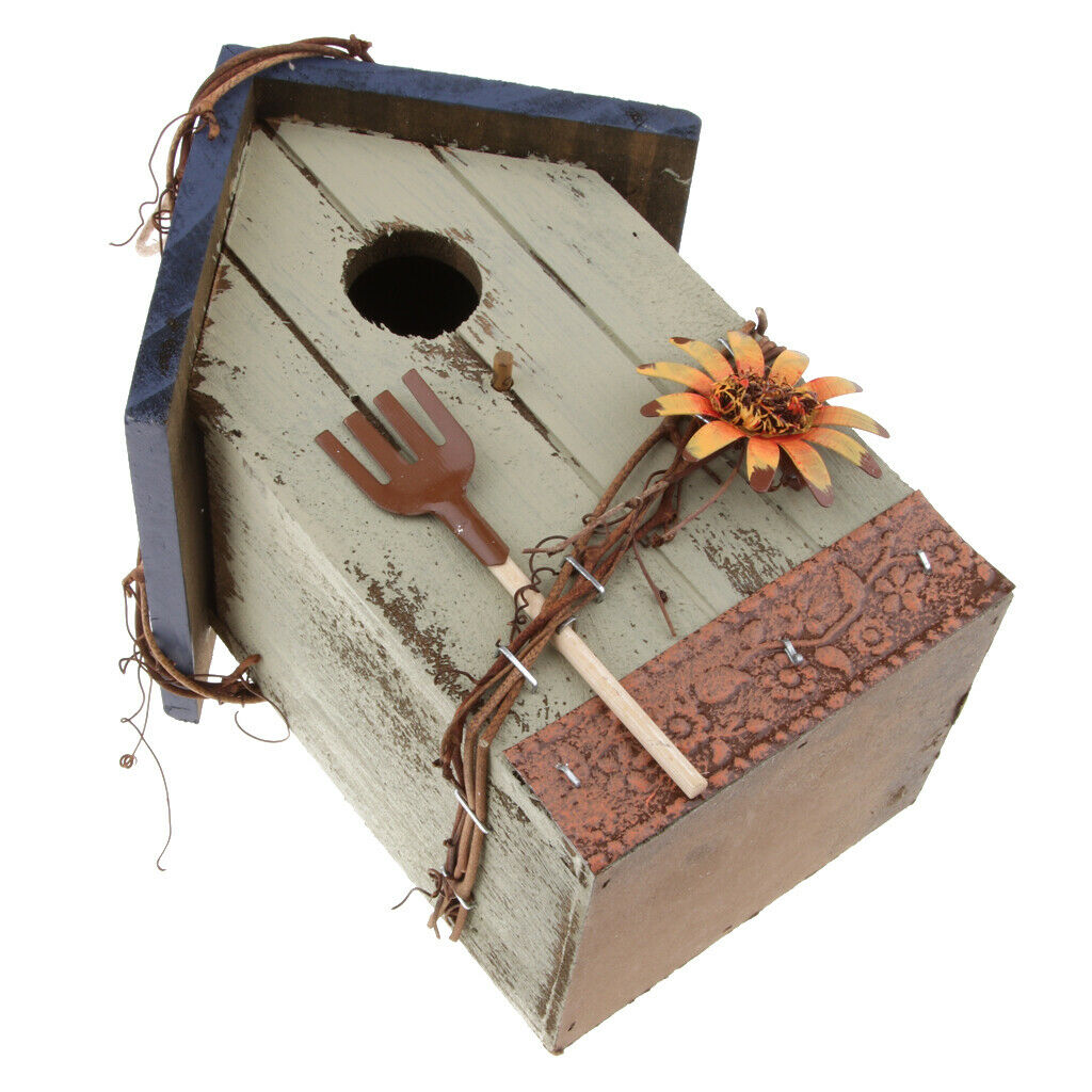 Country Cottages Wood Bird House Hanging Birdhouse Condo Garden Decor F