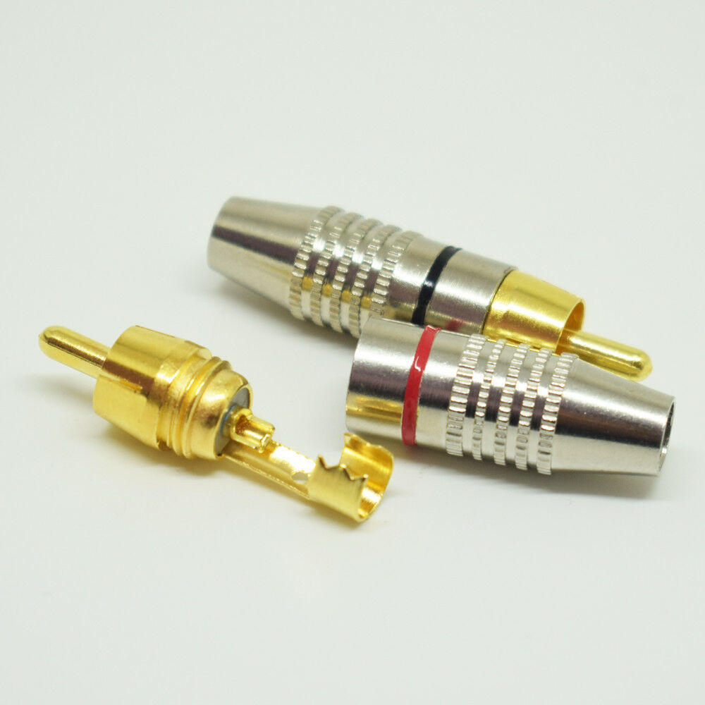 1pair Soldering Metal RCA Male Plug Audio Video Cable Adapter Connector 6mm