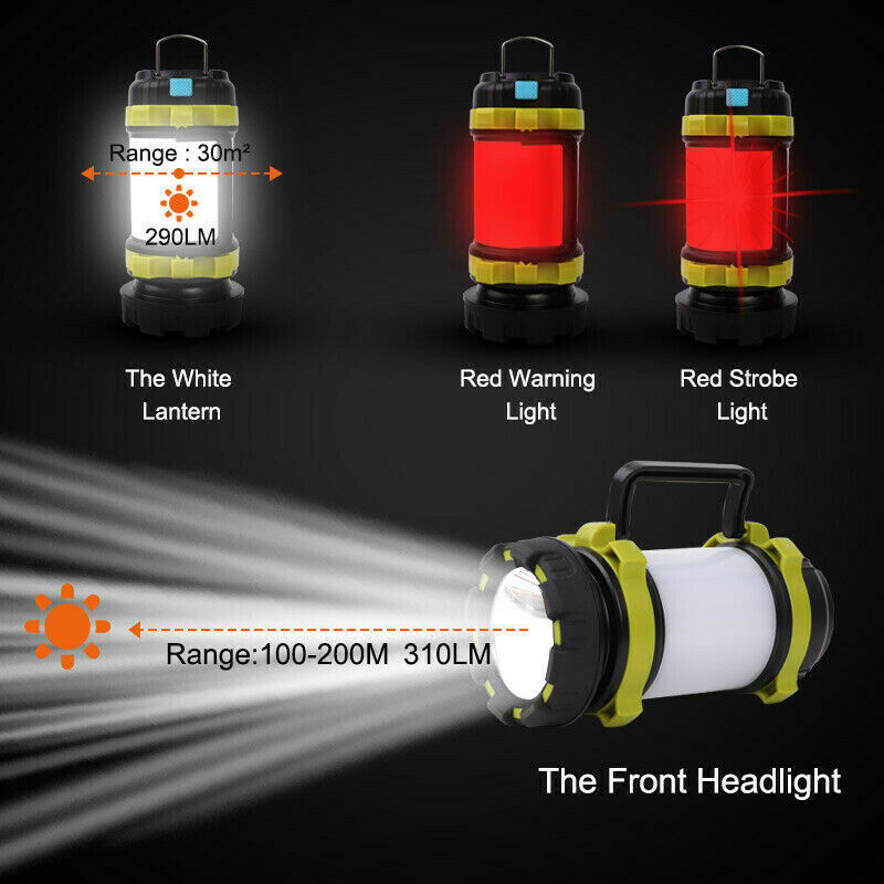 LED USB Rechargeable Emergency Lantern Camping Hiking Tent Ceiling Light Lamp