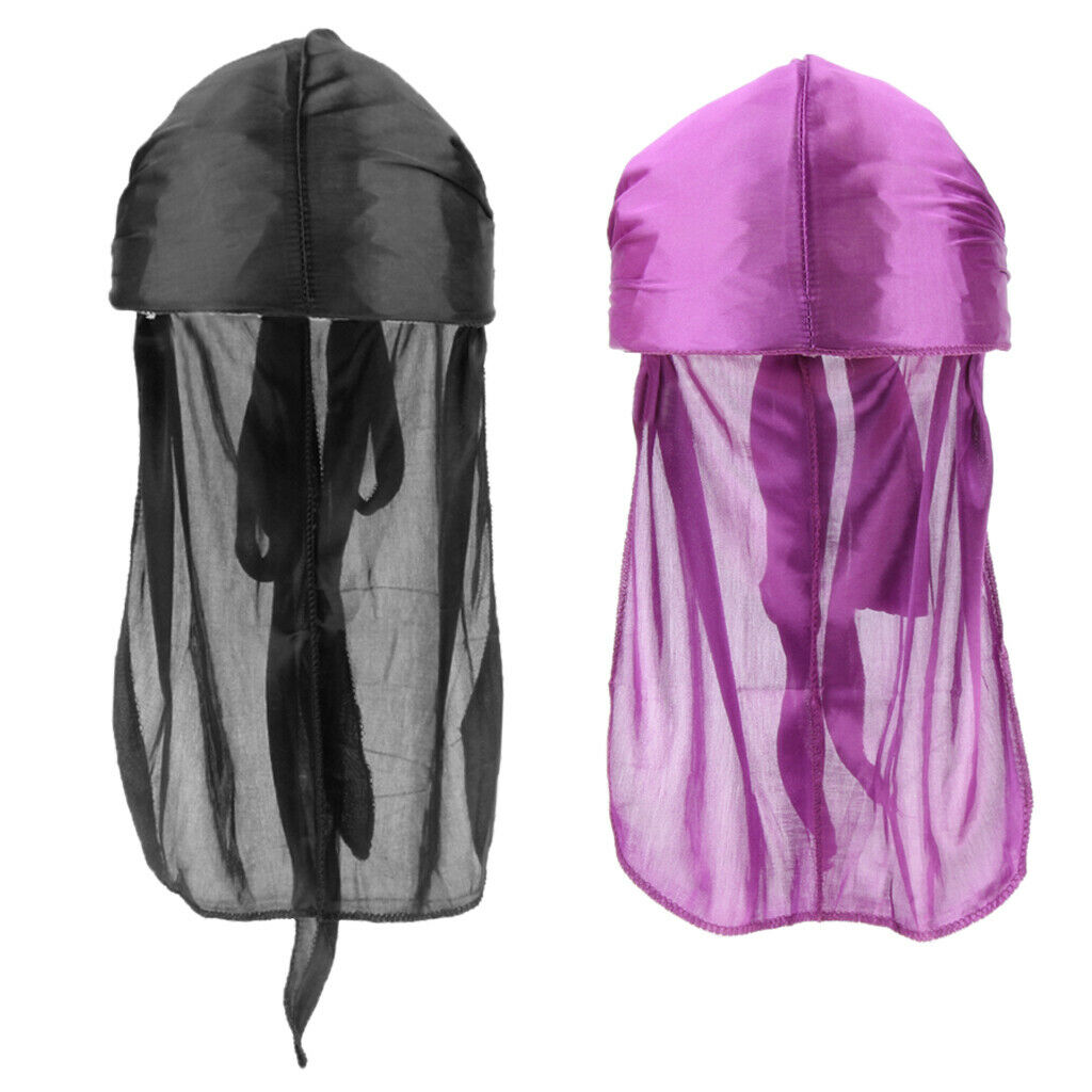 2 Pack Women Men Hair Loss Chemo Beanie Durag Bandana Muslim Turban