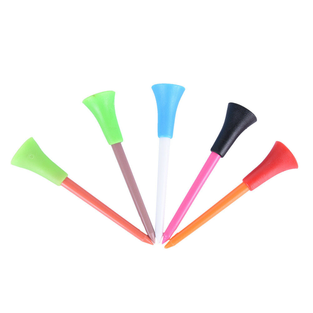 50 Pcs Multi Color Plastic Golf Tees 72mm Durable Rubber Cushion Top Golf Te TL