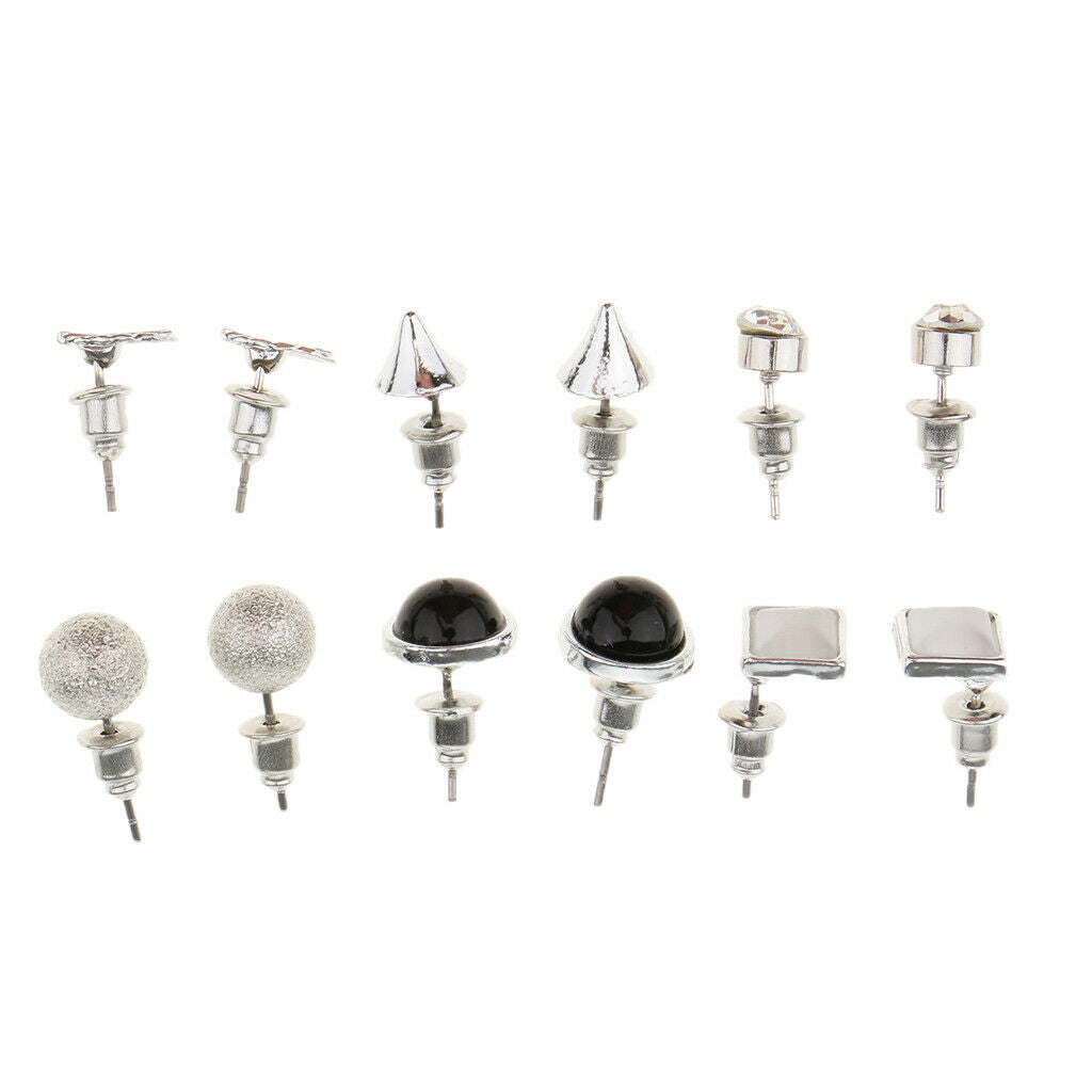 6 Pairs Assorted Shape Geometric Stud Earrings Bulk for Women Girl Jewelry
