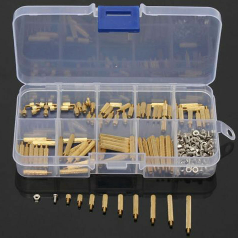 270Pcs M2 3-25mm Male to Female Brass PCB Standoff Screw Nut Assortment Kit Set