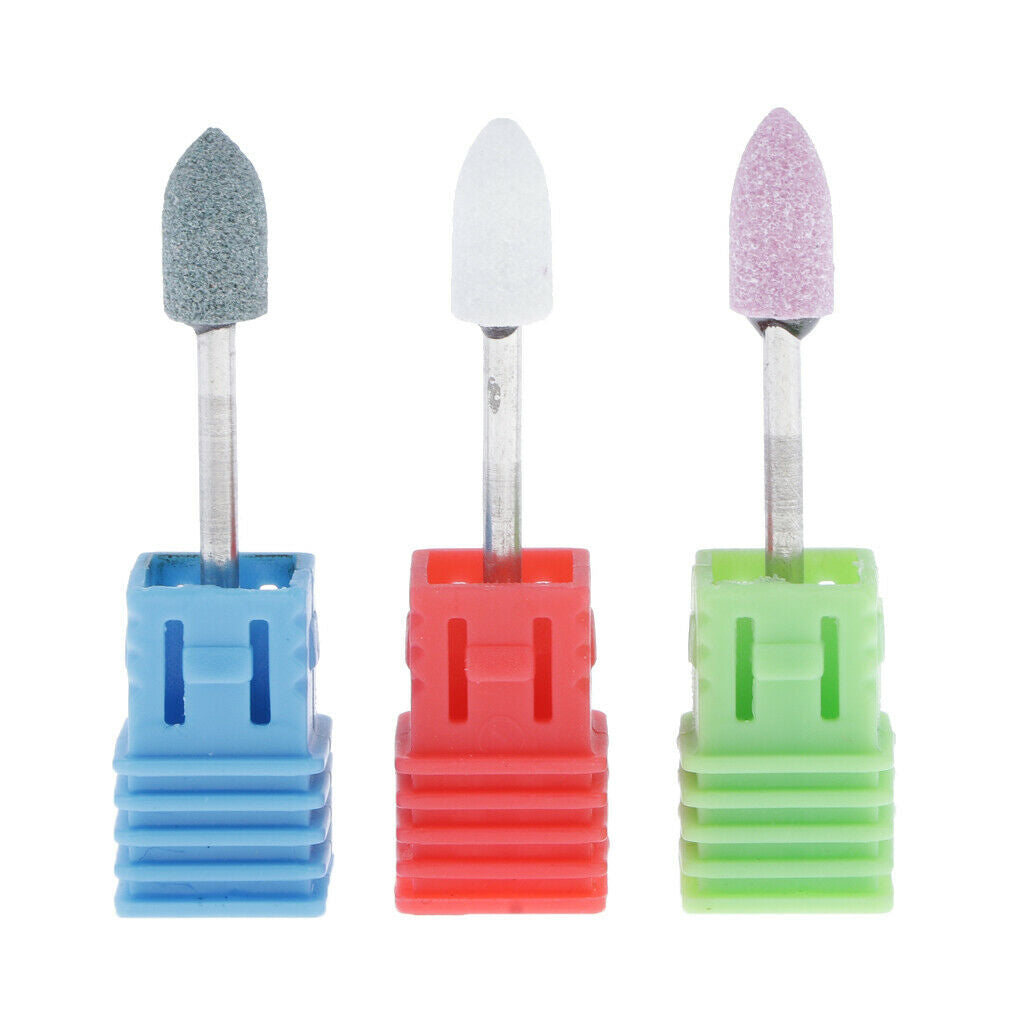 3x Quartz Nail Drill Bits Gel Remover Pedicure Manicure Filing Polishing Bit