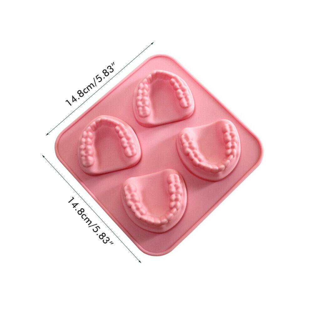 Ice Cube Tray Teeth-Shaped Silicone Ice Mold Denture Ice Trays for Home Party