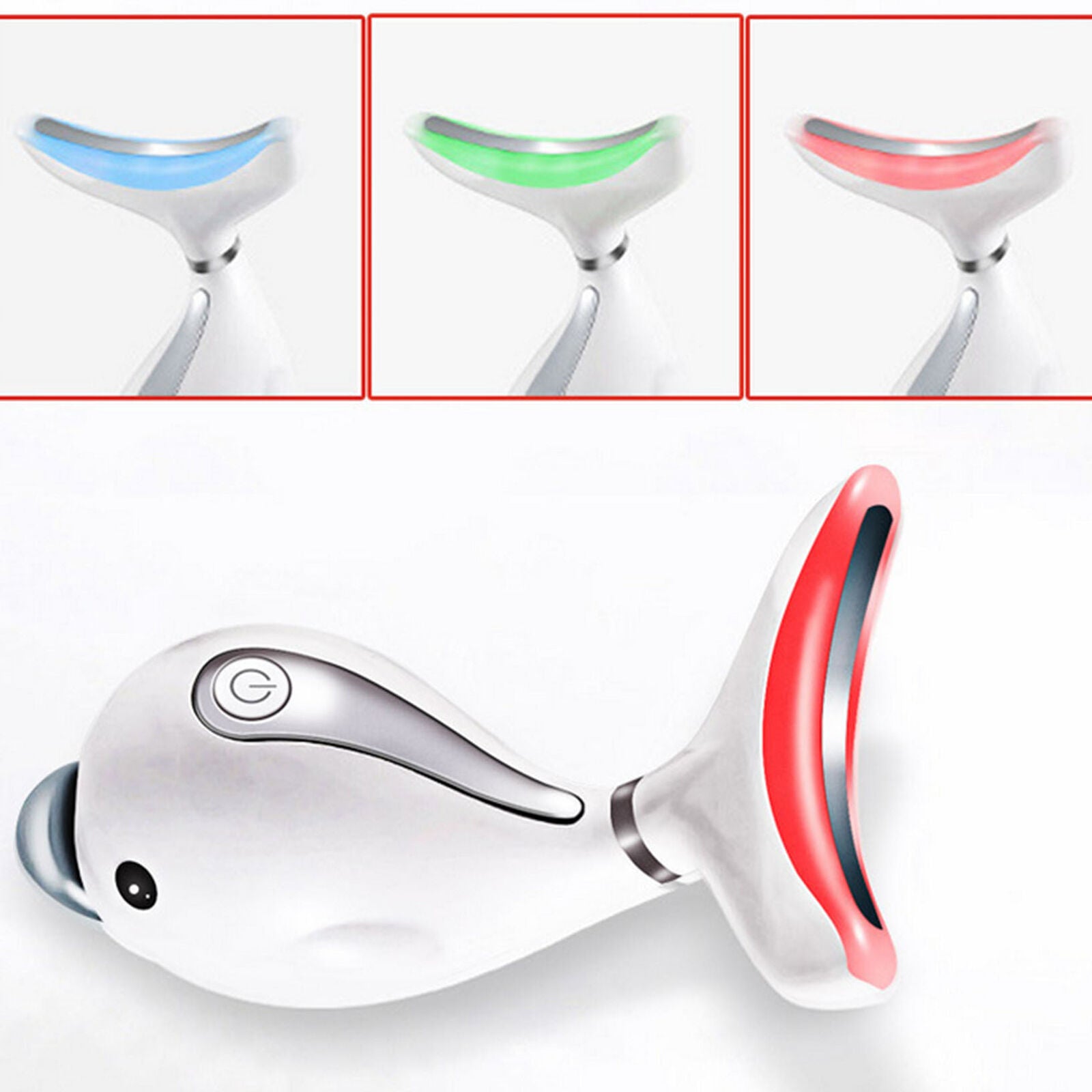 LED Photon Therapy Neck Massager Safe Face Lifting Tool Vibration White