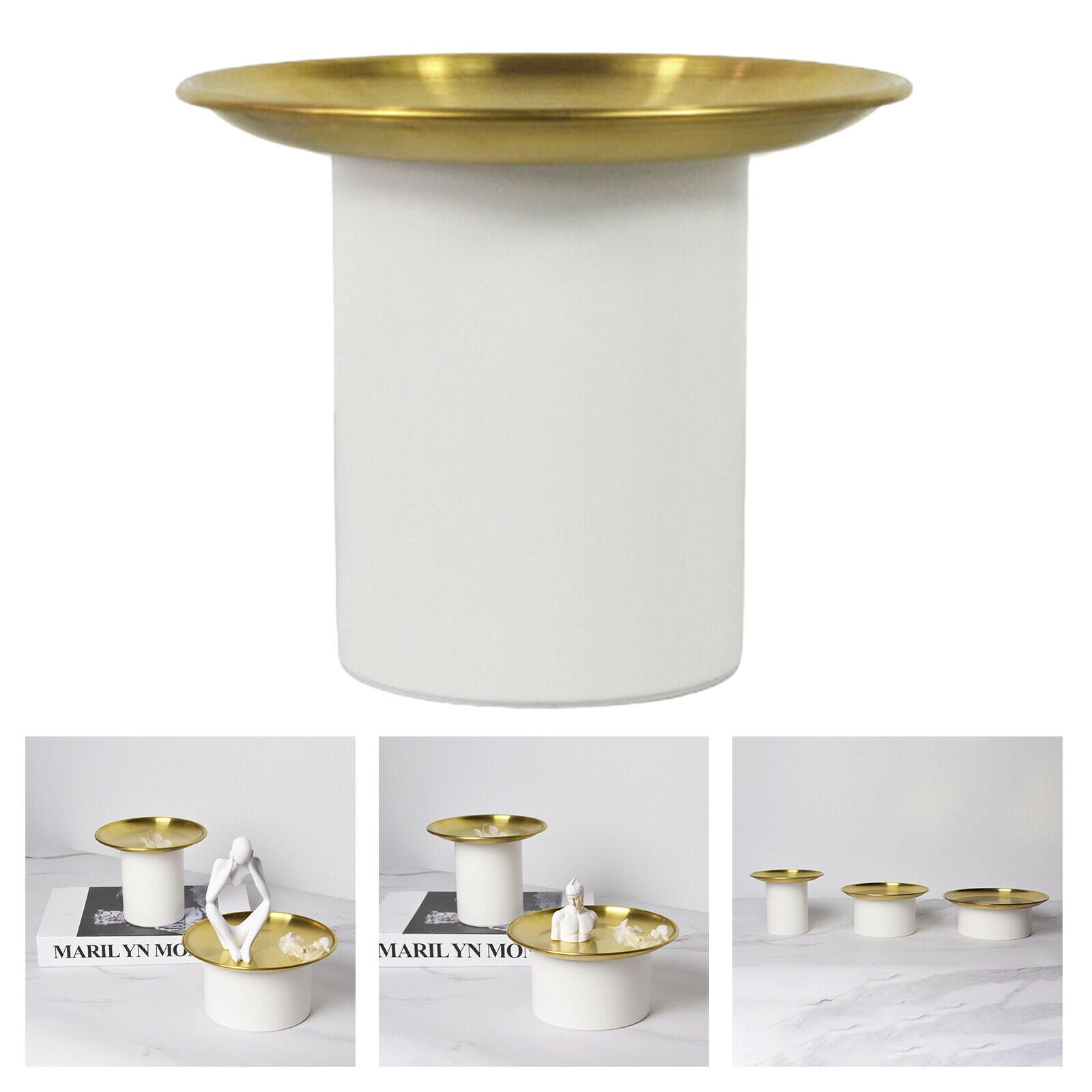 Storage Box Lidded Snack Jewelry Storage Plate Decor Gift White Small